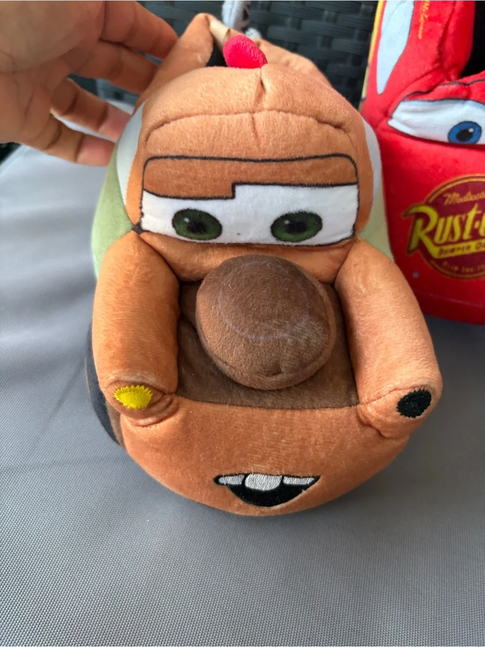 Cars Lightning McQueen & Mater Plush Kids Slippers - Red & Brown